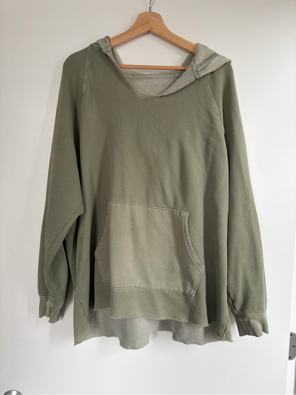 Aerie Light Olive Green Hooded Pullover Sweatshirt Size Large
